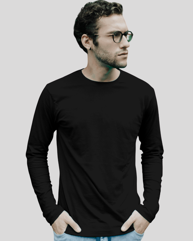 Men's Black Full Sleeve T-Shirt
