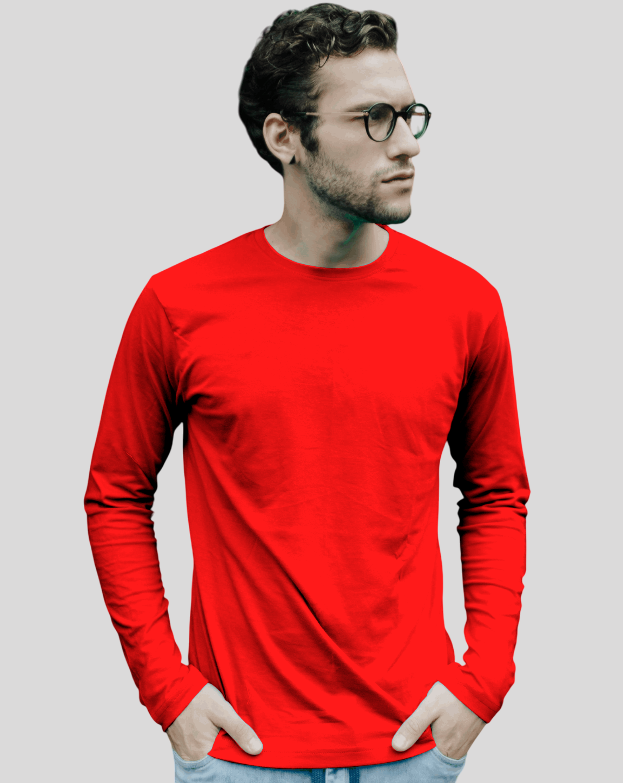 Men's Red Full Sleeve T-Shirt