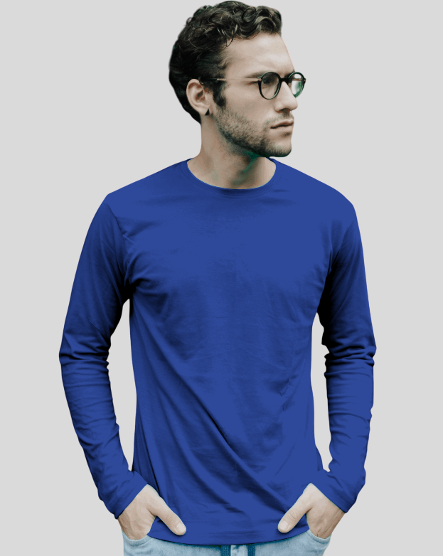 Men's Blue Full Sleeve T-Shirt