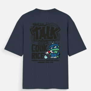 Men's Navy Blue Graphic Printed Oversized T-Shirt