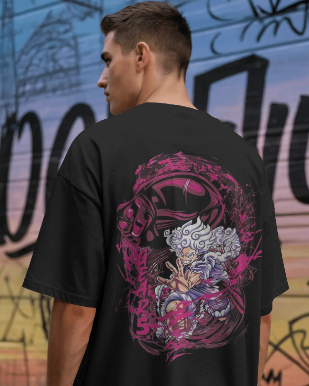 Men's Black Luffy Oversized T-Shirt