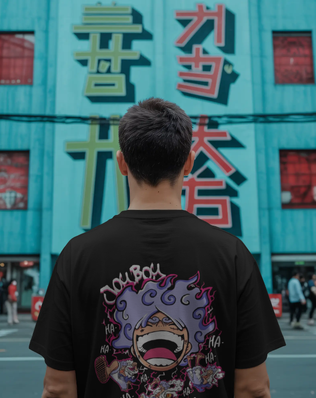 Men's Black Luffy Oversized T-Shirt