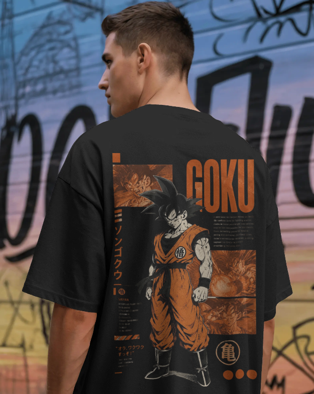 Men's Black Goku Oversized T-Shirt