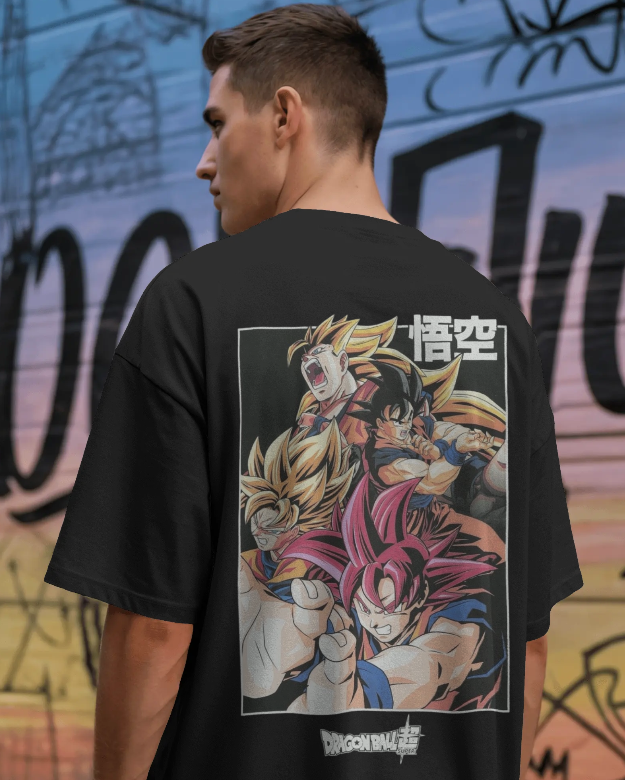 Men's Navy Blue Goku Oversized T-Shirt